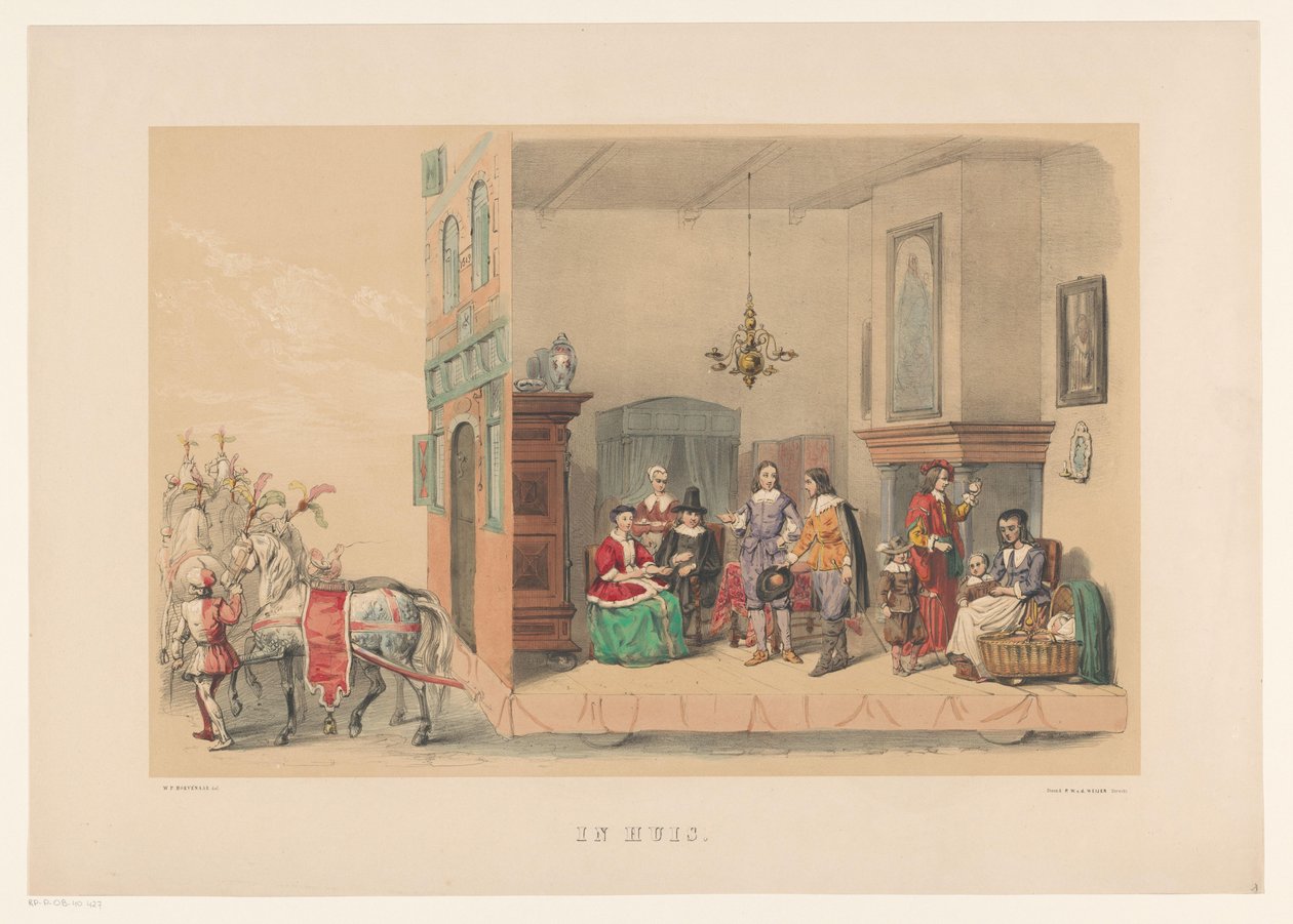 Anden gruppe af Utrecht maskerade i 1856 Hjemme (titel på objekt) Vort fædreland omkring midten af ​​1600-tallet, foreslået af H.H. studerende, medlemmer af Mutua Fides, til fejring af 220-års jubilæet for Utrechtsche Hoogeschool, den 25. juni af Willem Pieter Hoevenaar