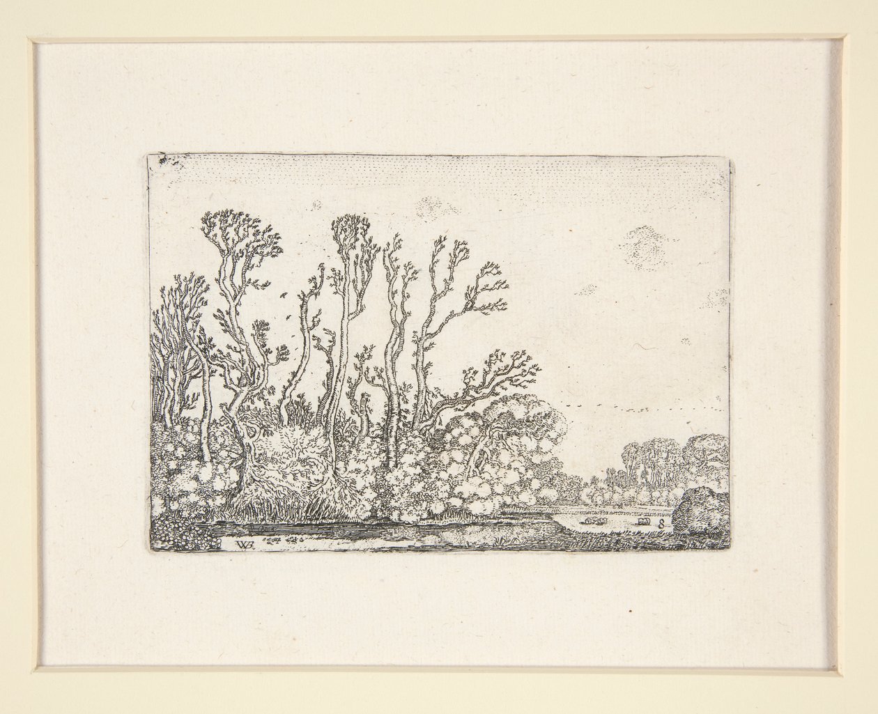 Fjord af får nær vandet, tavle 8 fra The Set of the Landscapes af Willem Pietersz. Buytewech