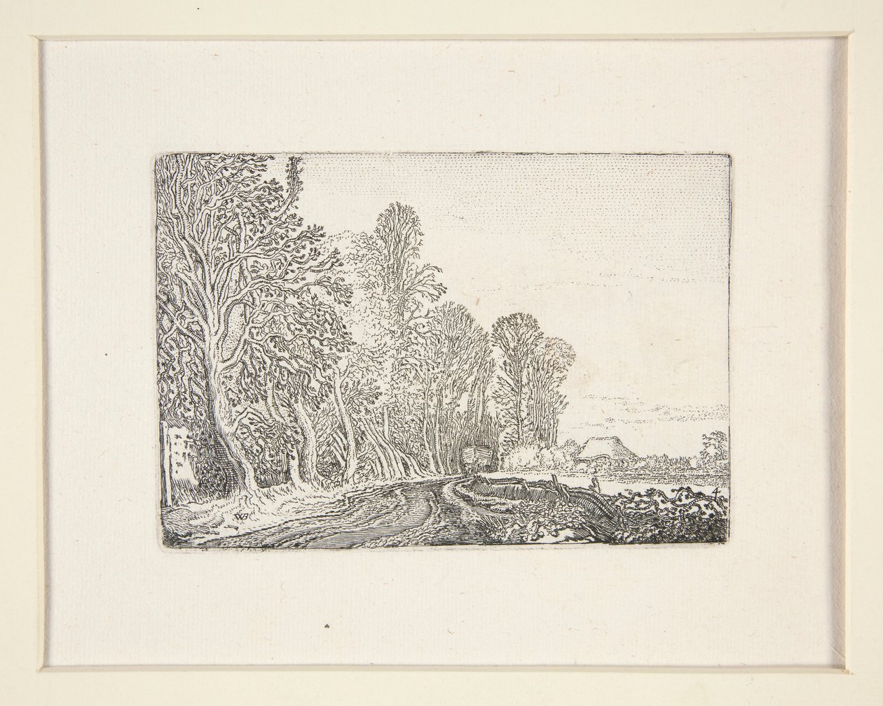 Vej i udkanten af skoven, tavle 4 fra The Set of the Landscapes af Willem Pietersz. Buytewech