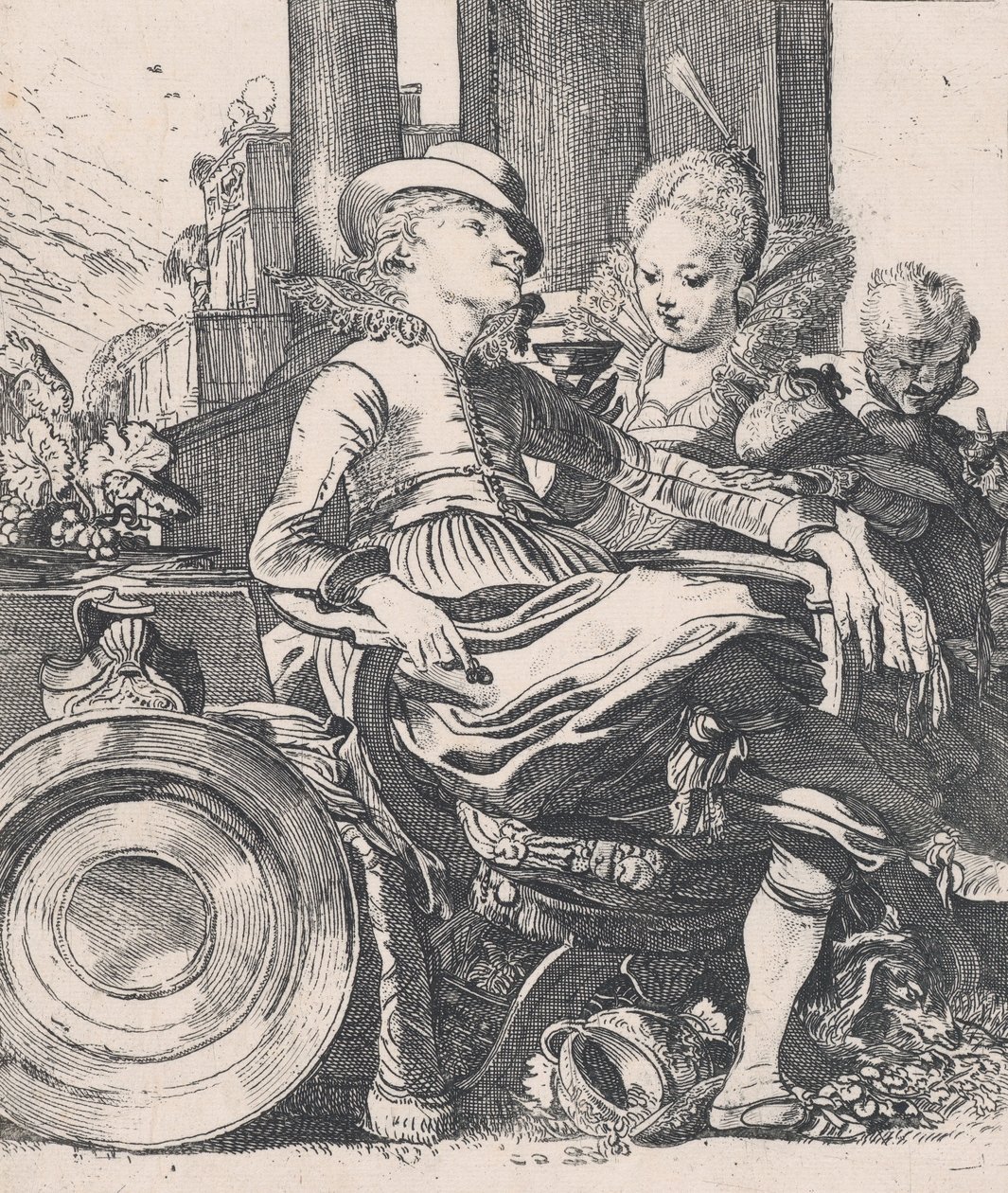 Det forelskede par: Lucelle og Ascagnes, 1616. af Willem Pietersz. Buytewech
