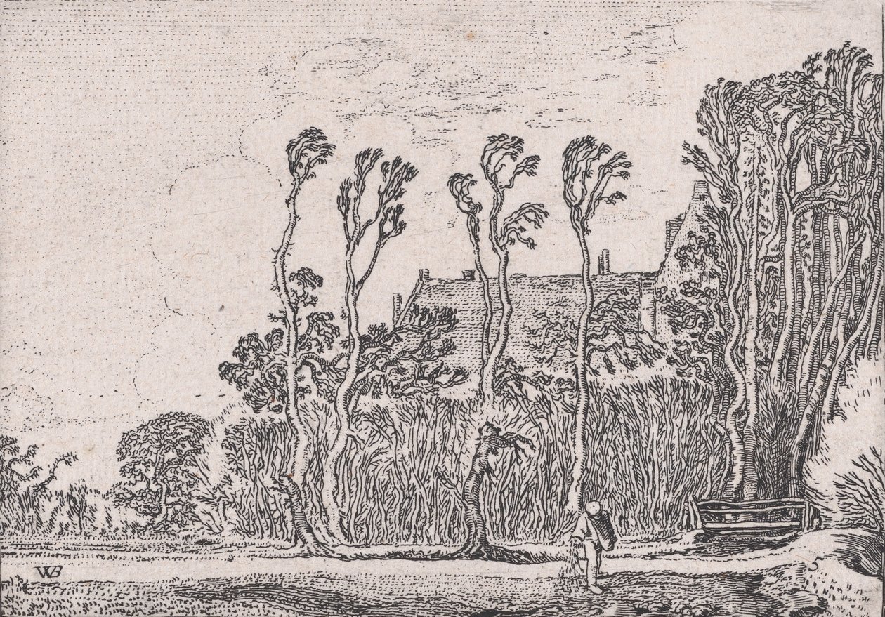 Såmanden, fra Verscheyden Landtschapjes Forskellige små landskaber, tavle 5, ca. 1616. af Willem Pietersz. Buytewech