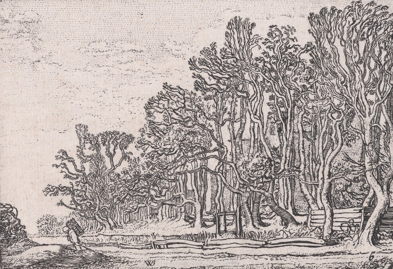 To plankehække, fra Verscheyden Landtschapjes Diverse små landskaber, tavle 6,..., ca. 1616. af Willem Pietersz. Buytewech