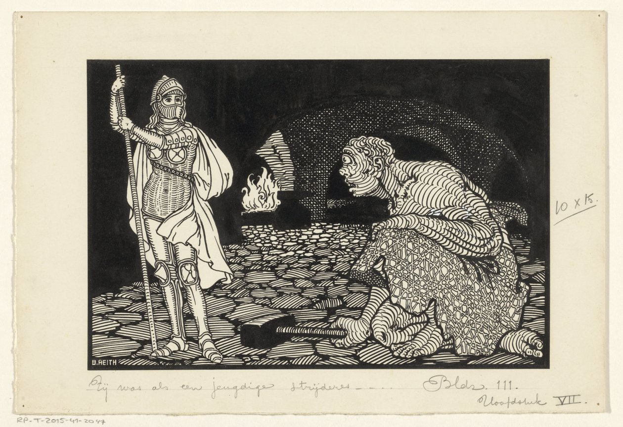 Mand, kvinder og børn i en stue af Willem Pothast (signed by artist)