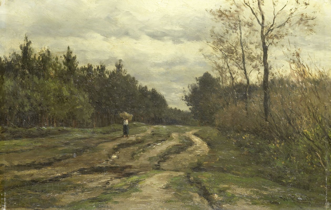 Landevej nær Laren, (provinsen Nordholland) af Willem Roelofs (I)