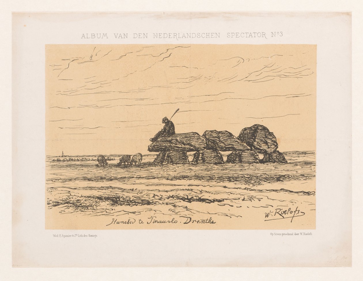 Dysse i Tynaarlo i Drenthe Dyssen i Tinaarlo. Drenthe (titel på objekt) Album af den hollandske tilskuer nr. 3 (serietitel) af Willem Roelofs (I)