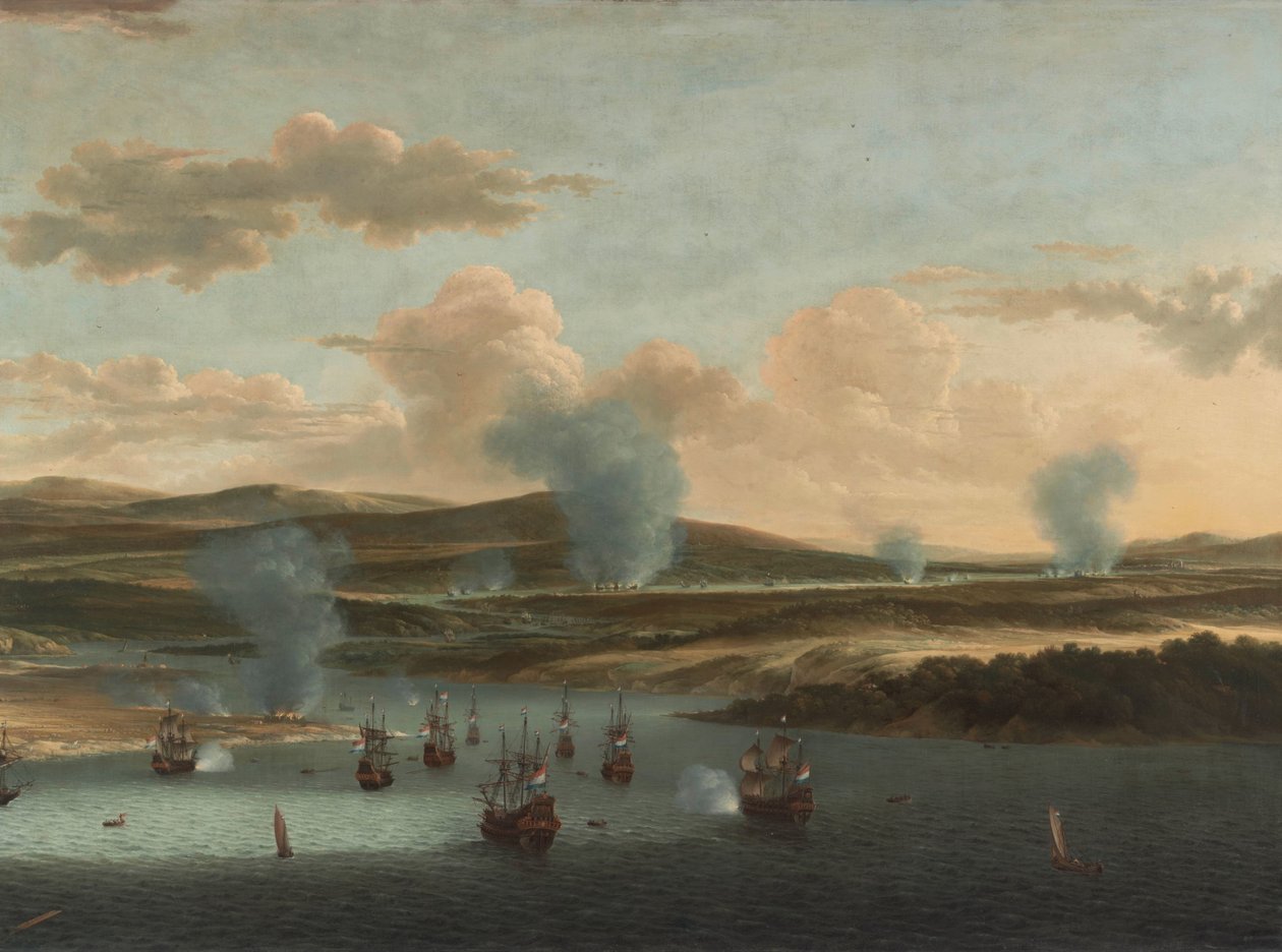 Slaget ved Medway Rejsen til Chatham, 1667: Den hollandske flåde i Medway-mundingen af Willem Schellinks