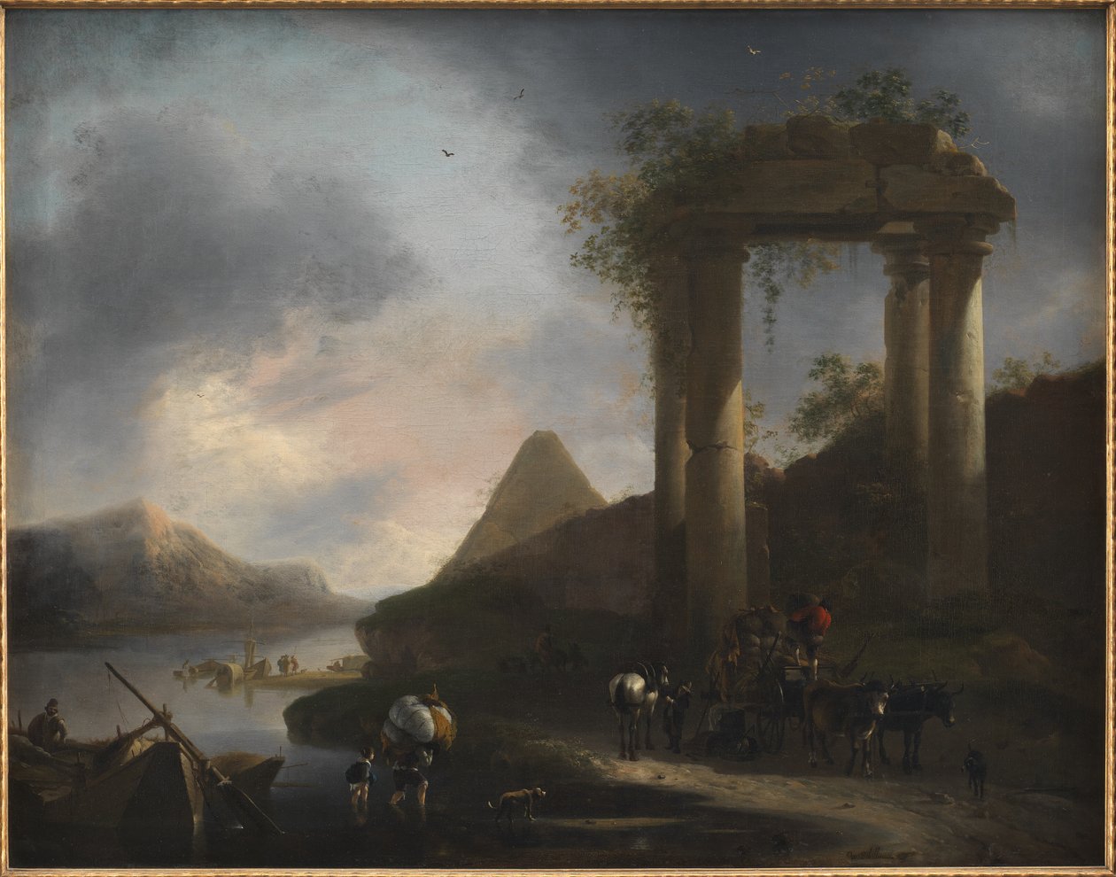 Italiensk landskab med klassiske ruiner af Willem Schellinks