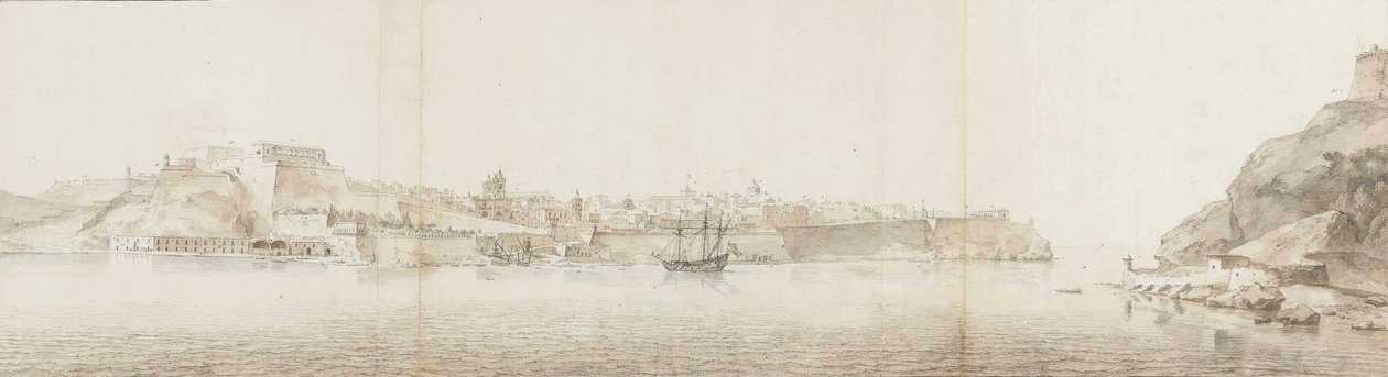 Udsigt over Valletta på øen Malta, set fra Senglea af Willem Schellinks