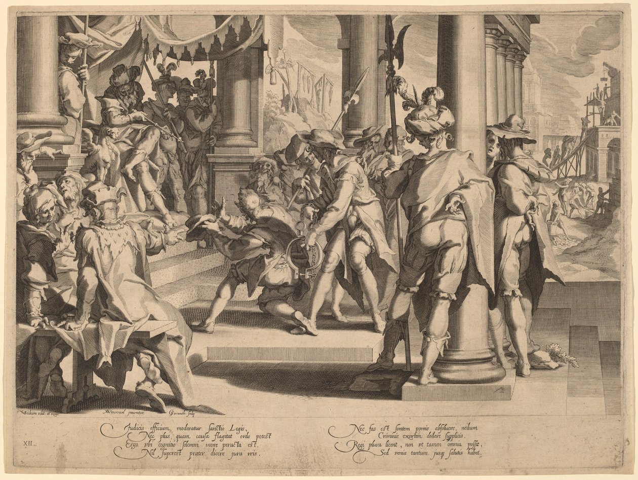 Allegori om retfærdighed af Willem Swanenburgh, after Joachim Anthonisz Wtewael