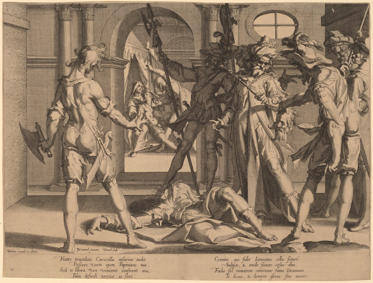 Halshugning af den romerske dommer Papinian af Willem Swanenburgh, after Joachim Anthonisz Wtewael