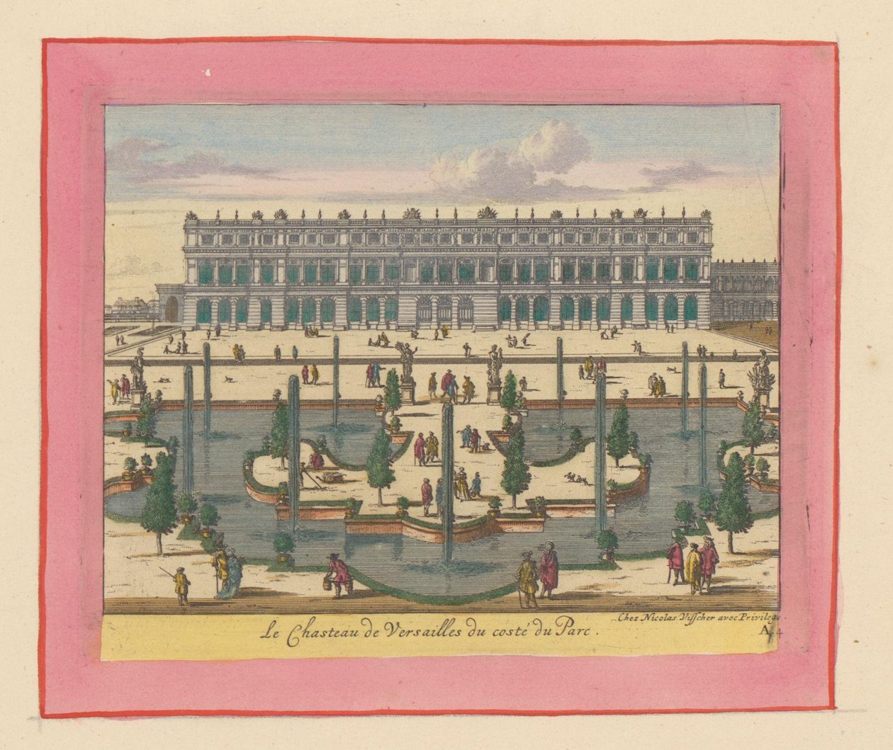 Ansicht des Palastes von Versailles von der Park- und Gartenseite af Willem Swidde