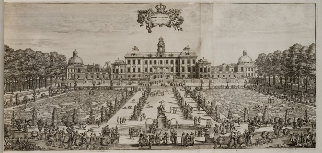 Drottningholm Slot og have set fra syd af Willem Swidde