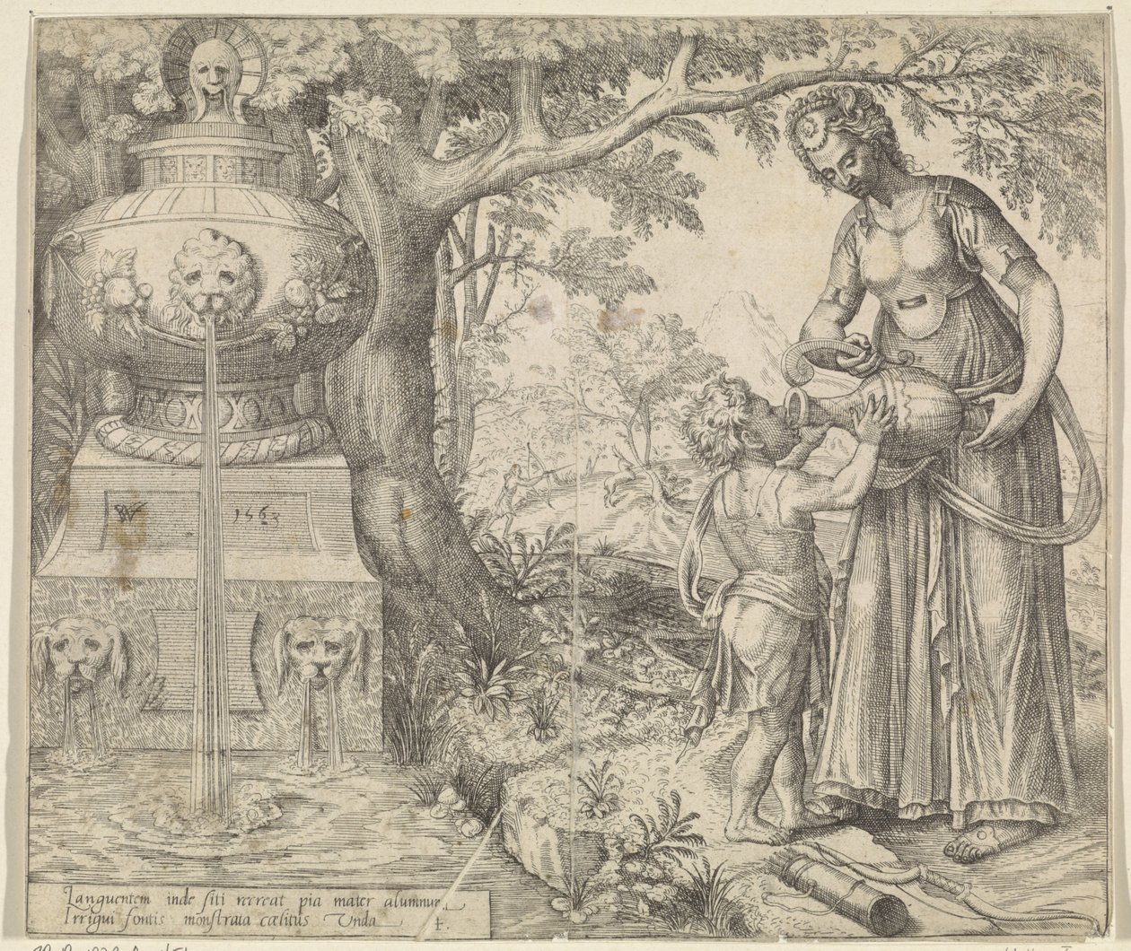 Hagar giver Ismael at drikke Hagars og Ismaels historie (serietitel) af Willem Thibaut