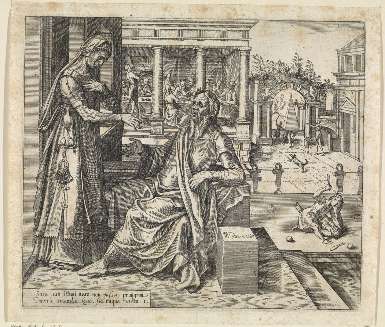 Sara beder Abraham om at sende Hagar og Ismael væk Hagars og Ismaels historie (serietitel) af Willem Thibaut