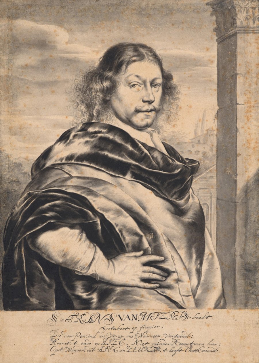 Portræt af Frans van Mieris den Ældre efter en tegning af Frans van Mieris den Ældre af Willem Van Mieris