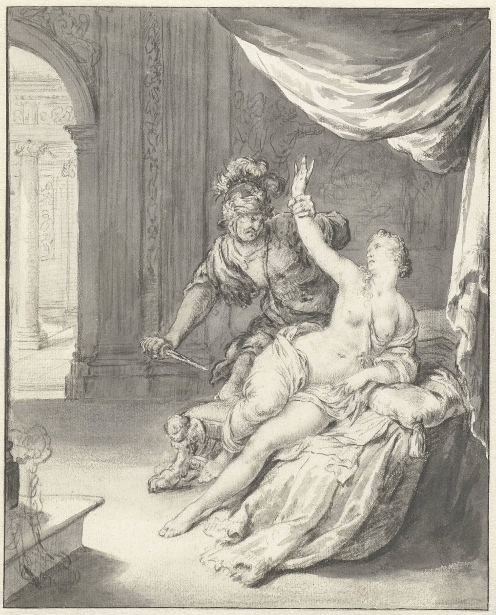 Tarquinius truer Lucretia af Willem Van Mieris