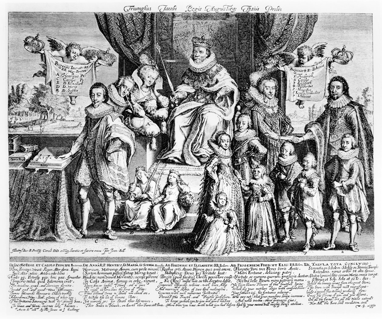 The Triumph of King James and His August Descendants, c.1622-4 af Willem Van de Passe