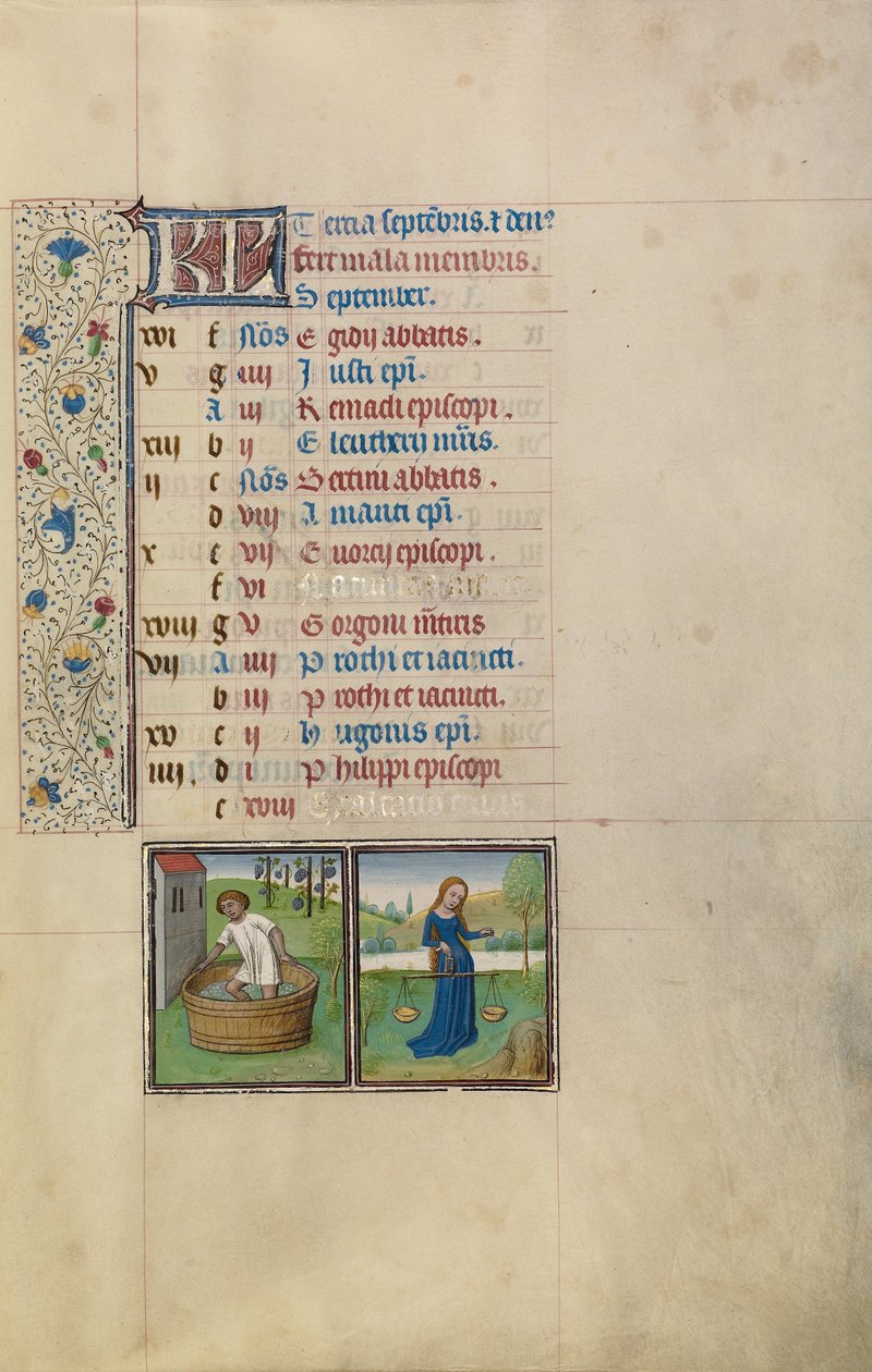 September-kalenderside; At lave vin; Vægten af Willem Vrelant
