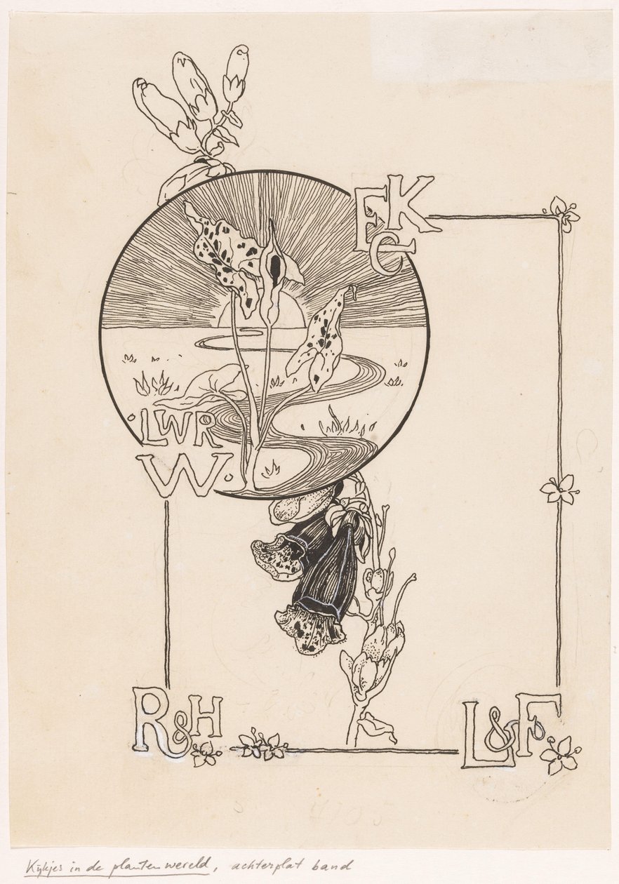 Banddesign for: Knappert, Emilie C., Views into the Plant World, 1893 af Ludwig Willem Reymert Wenckebach
