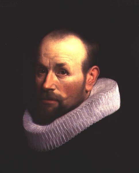 Portræt af en mand i en ryg af Willem Willemsz. van der Vliet