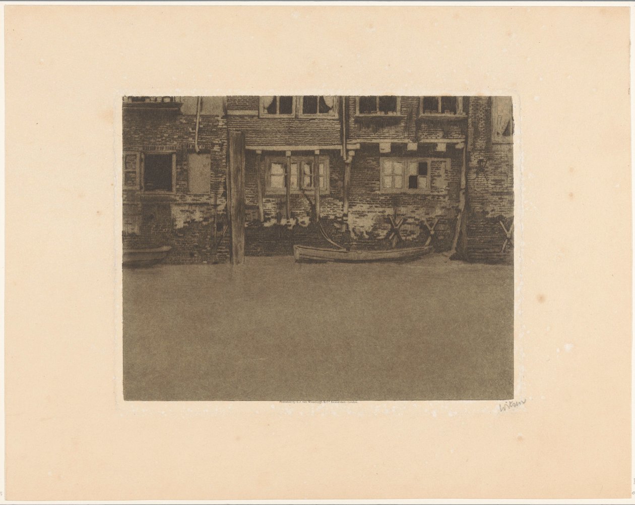Bagfacader på Voorstraat 463, 461 og 459 i Dordrecht af Willem Witsen (signed by artist)