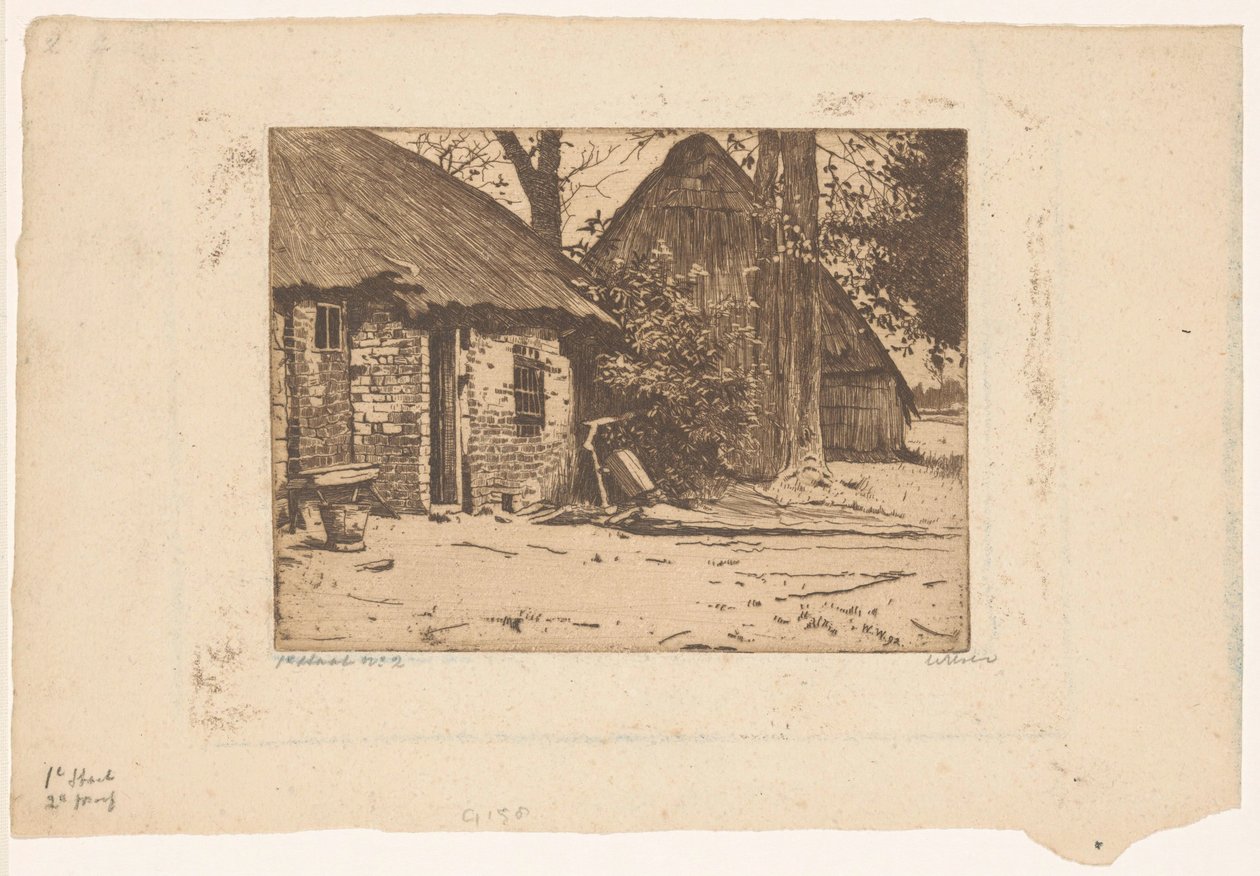 Gård med lade i Brabant af Willem Witsen (signed by artist)