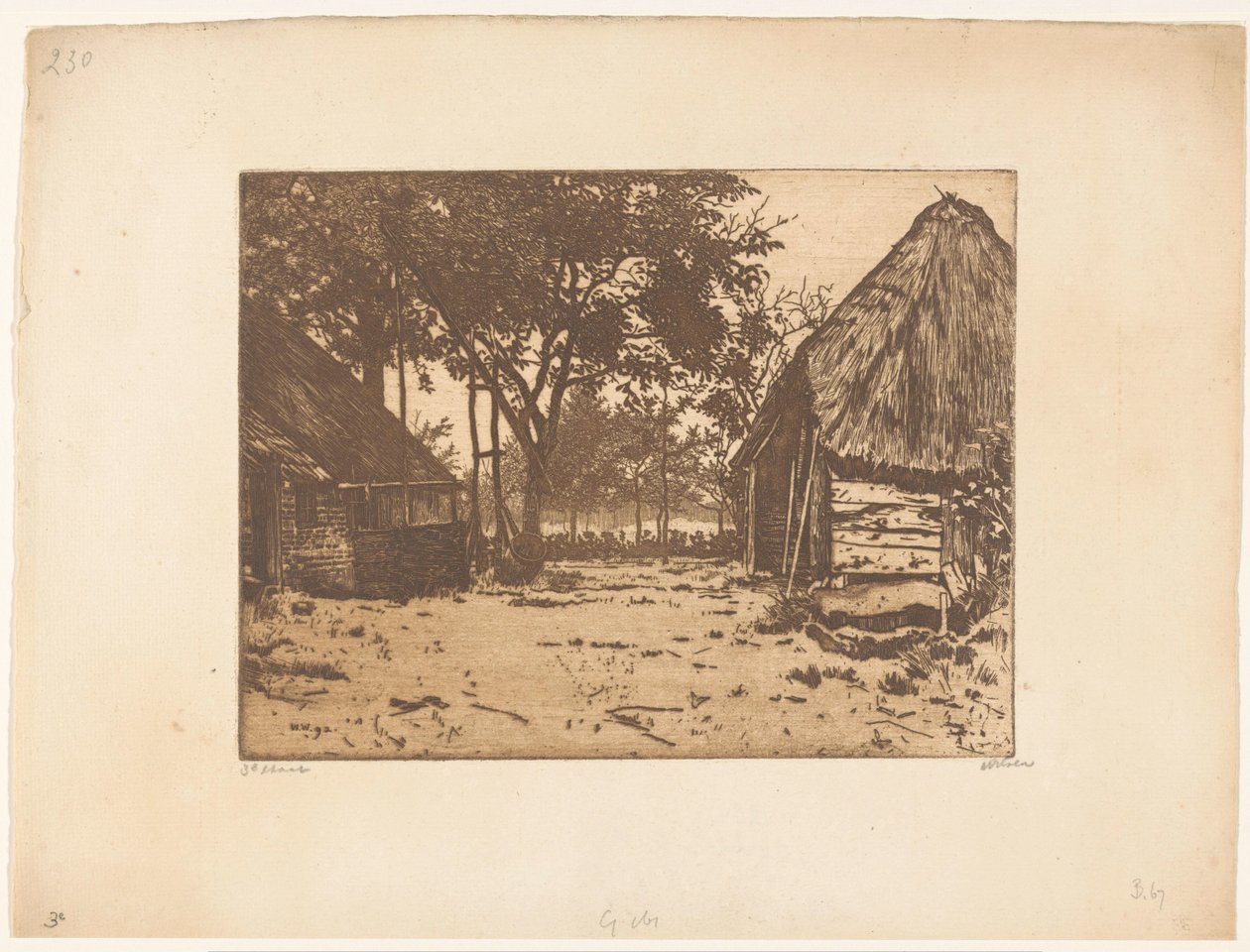 Gård i Brabant af Willem Witsen (signed by artist)