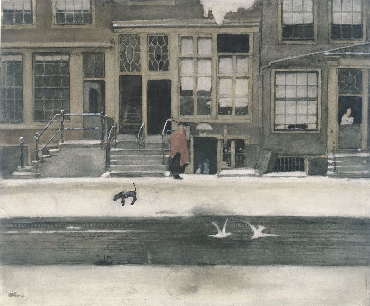 Kromboomsloot i Amsterdam af Willem Witsen (signed by artist)