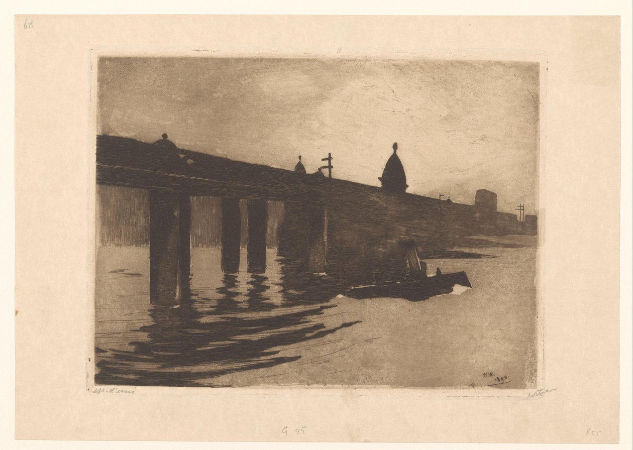 Udsigt over Charing Cross Bridge i London af Willem Witsen (signed by artist)
