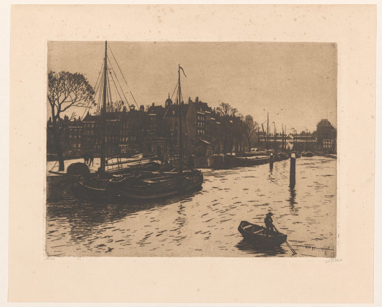 Udsigt over Leuvehaven i Rotterdam af Willem Witsen (signed by artist)
