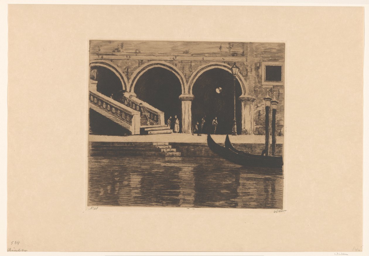 Udsigt over trappen til Ponte di Rialto i Venedig Rialto (titel på objekt) af Willem Witsen (signed by artist)