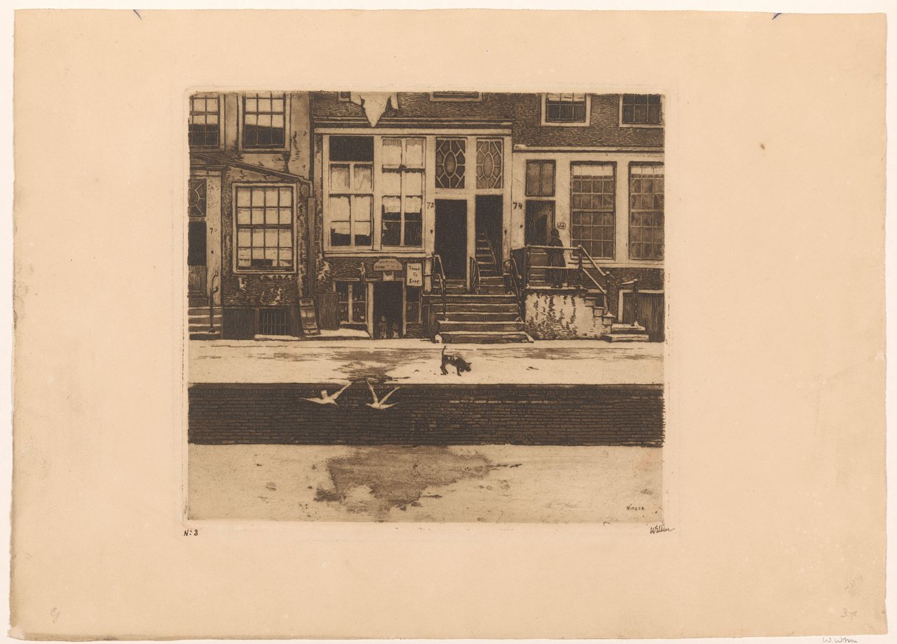 Udsigt over kanalhuse i Amsterdam af Willem Witsen (signed by artist)