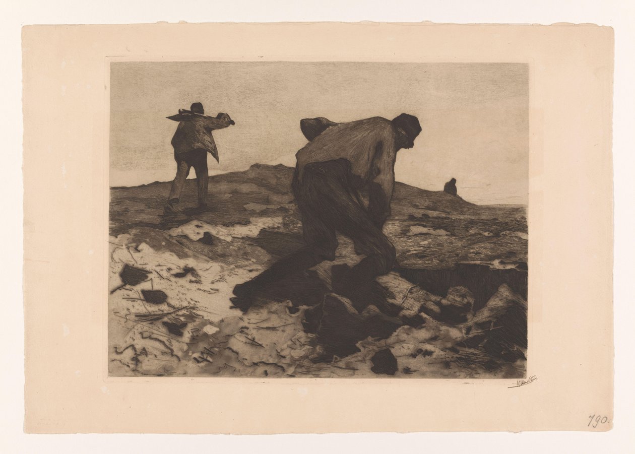 Landarbejdere på heden Pæledrivere (original titel) af Willem Witsen (signed by artist)