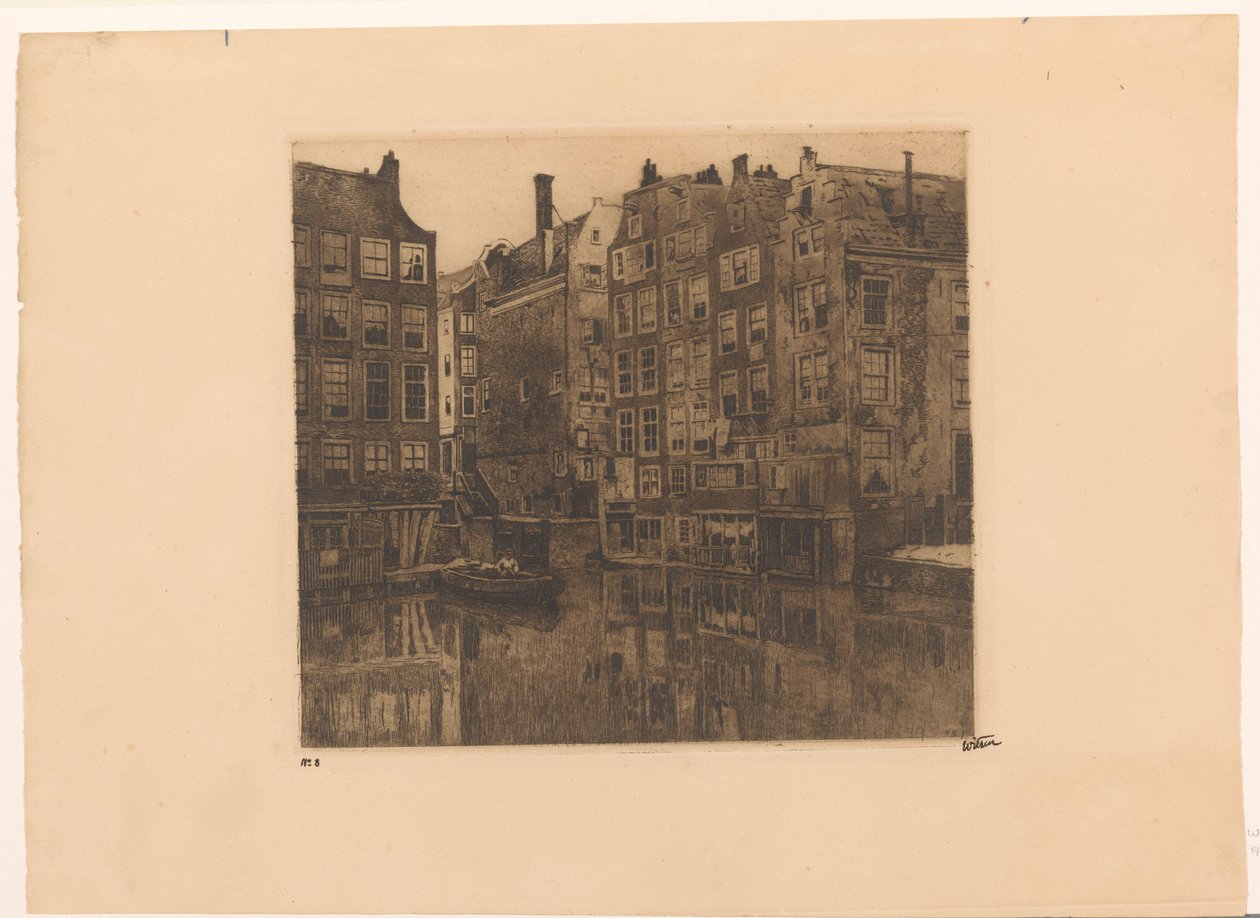 Oudezijds Voorburgwal og Oudezijds Kolk i Amsterdam af Willem Witsen (signed by artist)