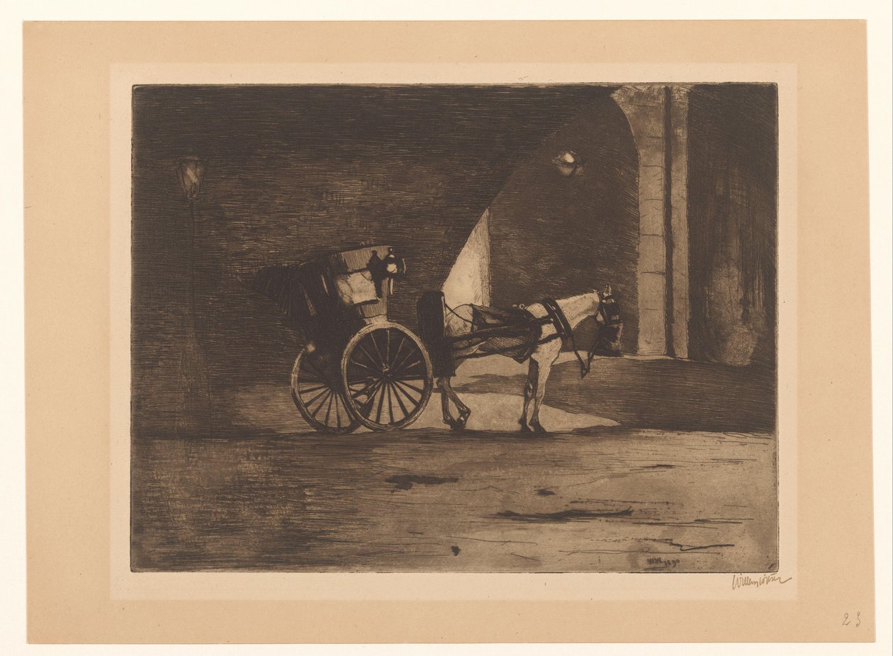 Vogn under Waterloo Bridge i London af Willem Witsen (signed by artist)