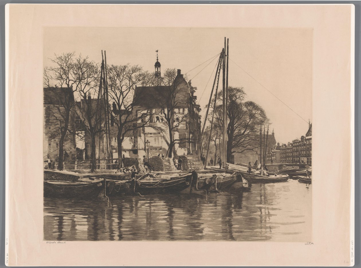 Nedrivning af en bygning, hvor Binnenkant og Prins Hendrikkade mødes Inde med nedbrud af Willem Witsen (signed by artist)