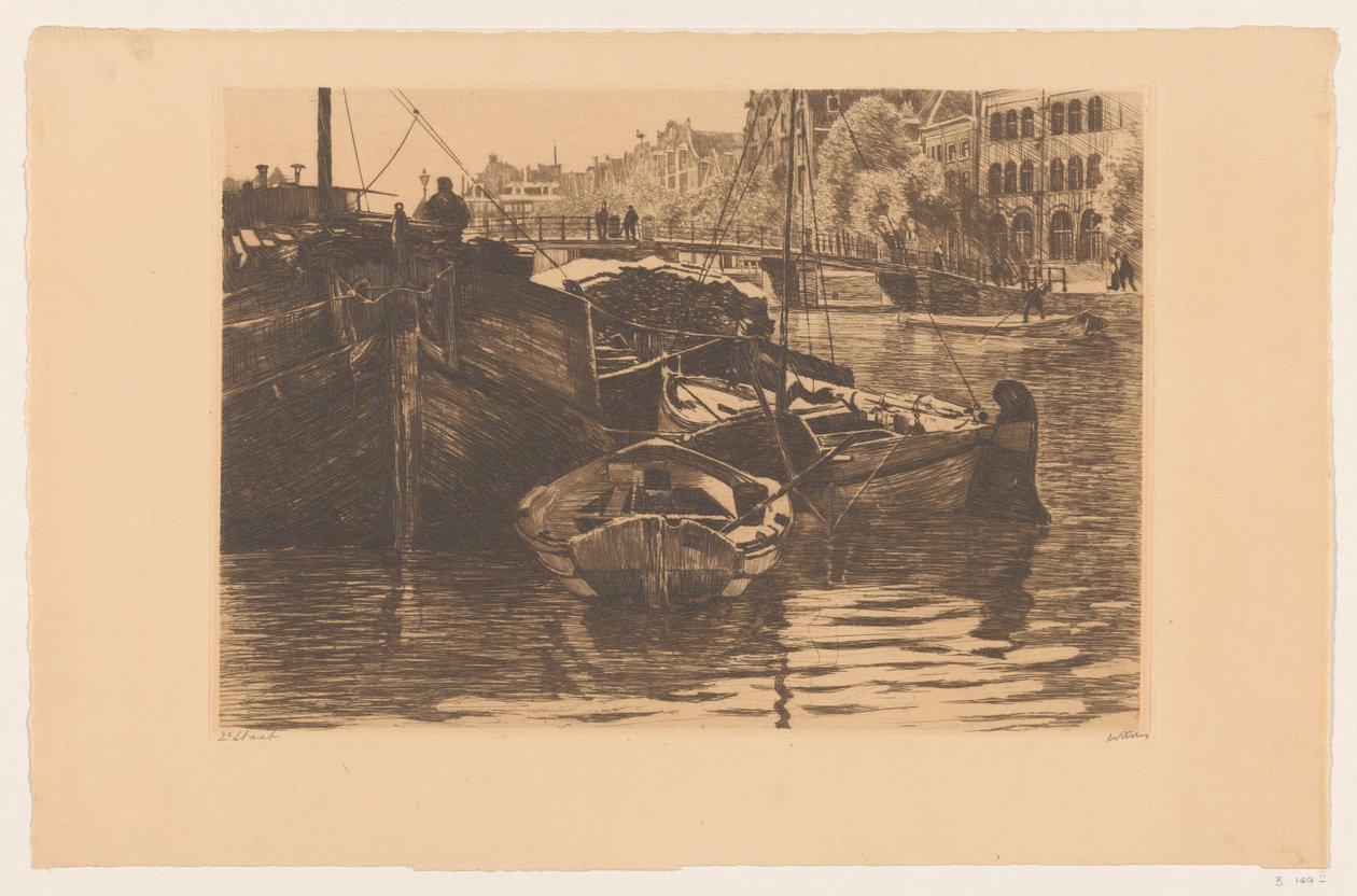 Tørveskibe i Oude Schans i Amsterdam af Willem Witsen (signed by artist)