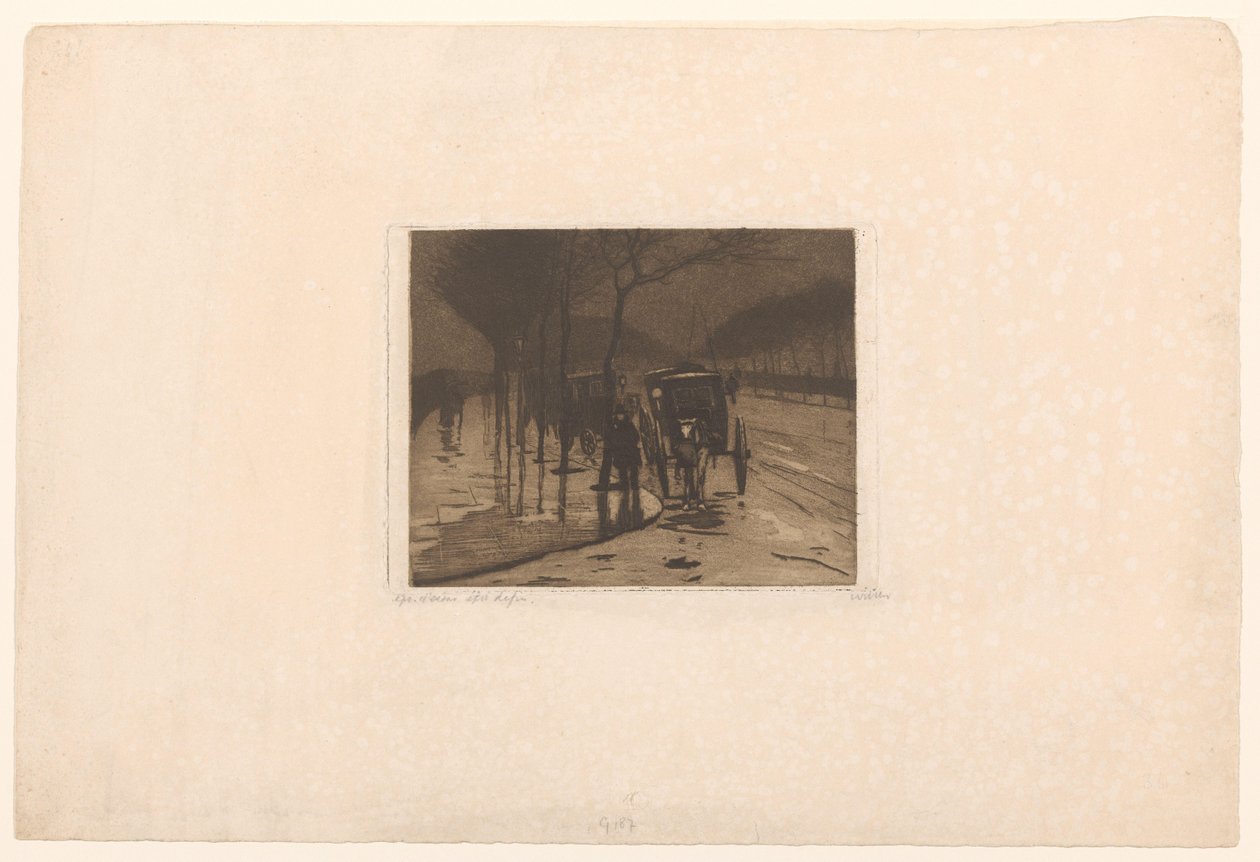 Ventende vogne på Victoria Embankment i London af Willem Witsen (signed by artist)