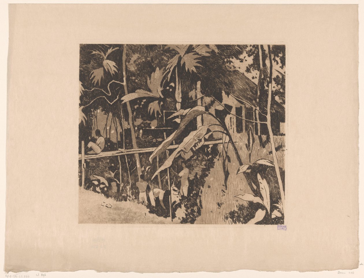 Vegetation og en smal bro i Buitenzorg af Willem Arnoldus Witsen