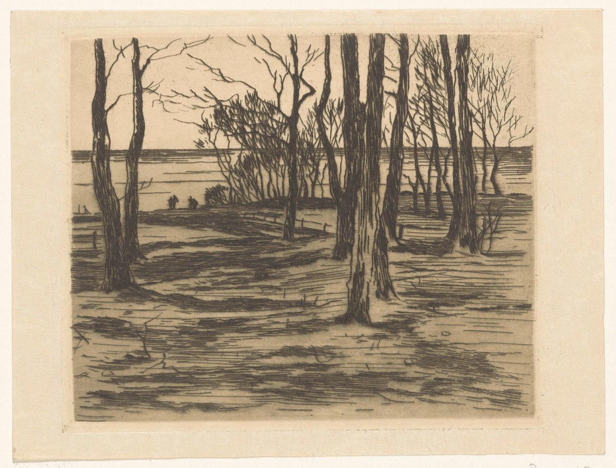 Træer på havnefronten i Valkeveen af Willem Arnoldus Witsen