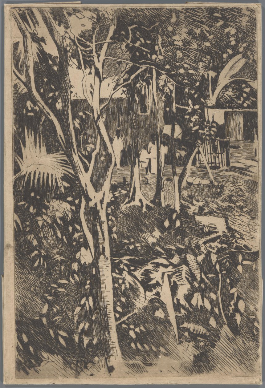 Familie i haven på Hotel Bellevue, Buitenzorg af Willem Arnoldus Witsen