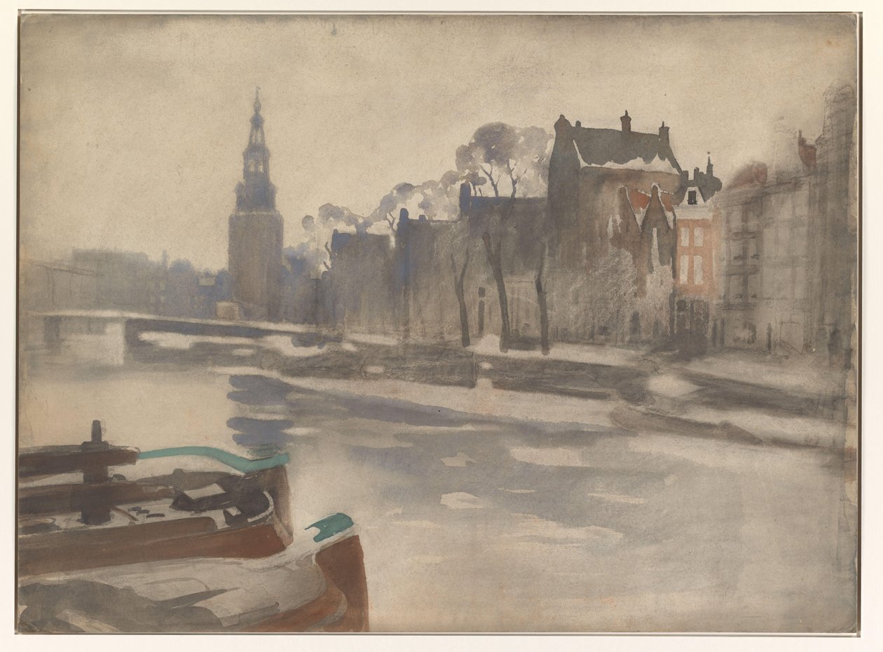 Udsigt over Oude Schans på Montelbaanstoren af Willem Arnoldus Witsen