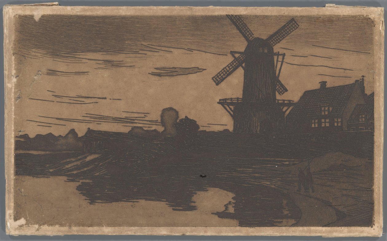 Vindmølle ved vandet, Wijk bij Duurstede af Willem Arnoldus Witsen