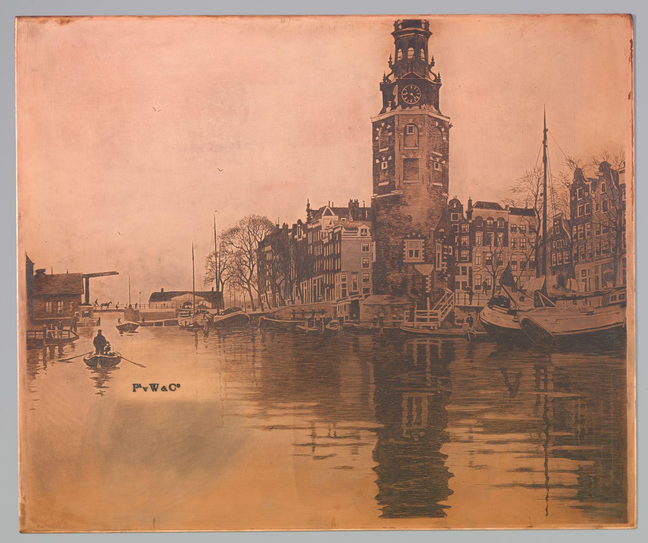 Gamle Schans med Montelbaanstoren og robåd af Willem Arnoldus Witsen