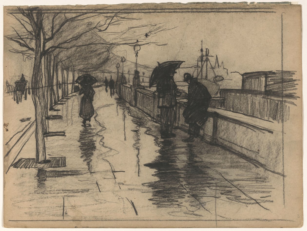 Regn, Thames Embarkment i London af Willem Arnoldus Witsen