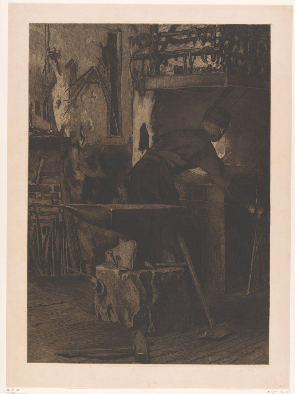 Smed ved bålet i en smedje i Wijk bij Duurstede Forge with fire (Jan) (original titel) af Willem Arnoldus Witsen
