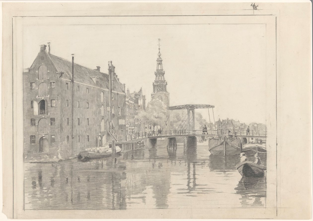 Bybillede med Montelbaanstoren af Willem Arnoldus Witsen