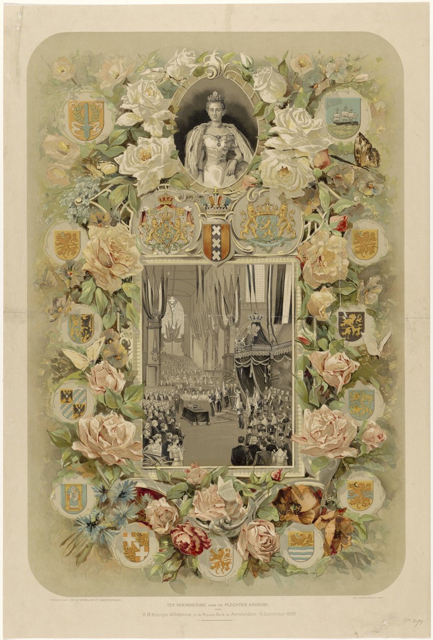 Til minde om den højtidelige kroning af HM Dronning Wilhelmina i Nieuwe Kerk i Amsterdam - 6. september 1898 (titel på objektet) af Willem Zwart