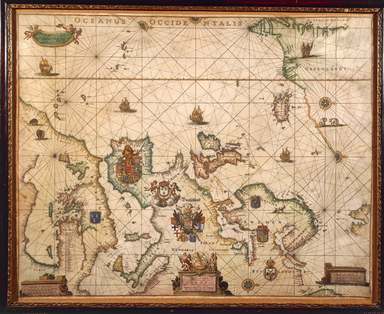 European Coast, kort på Pergament af Willem og Joan Blaeu af Willem and Joan  Blaeu