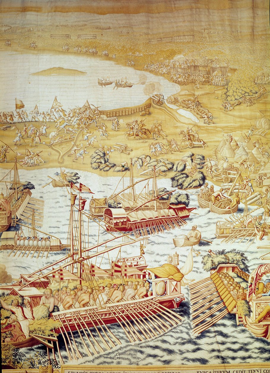Erobring af Tunis af kejser Charles V: Golettes sæde i 1535. Detalje af et gobelin af Willem de Pannemaker (aktiv omkring 1535-1554) 1554 Alcazar de Seville af Willem de Pannemaker